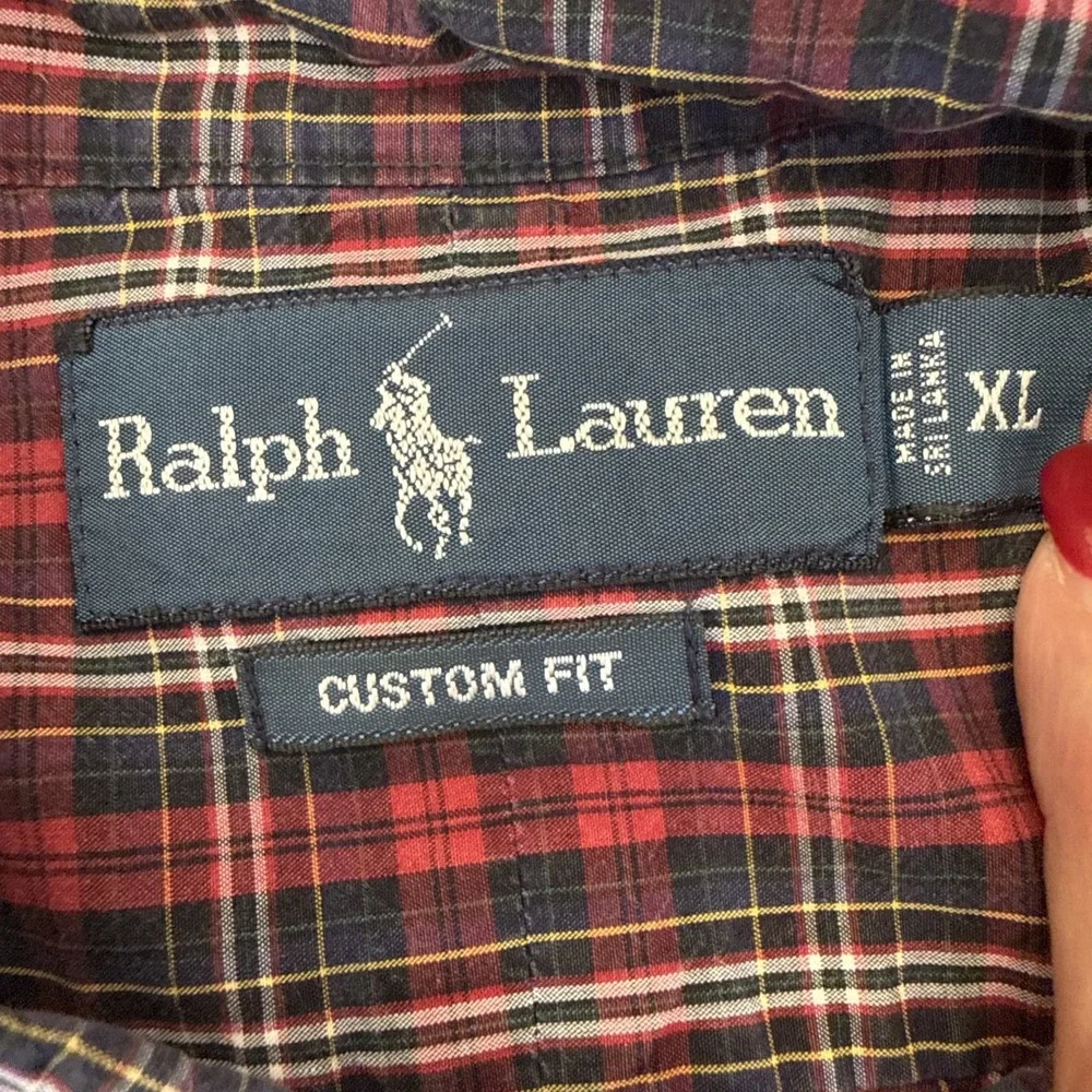 VTG 90s Y2K POLO RALPH LAUREN‎ Custom Fit Red Plaid Button up shirt XL Preppy